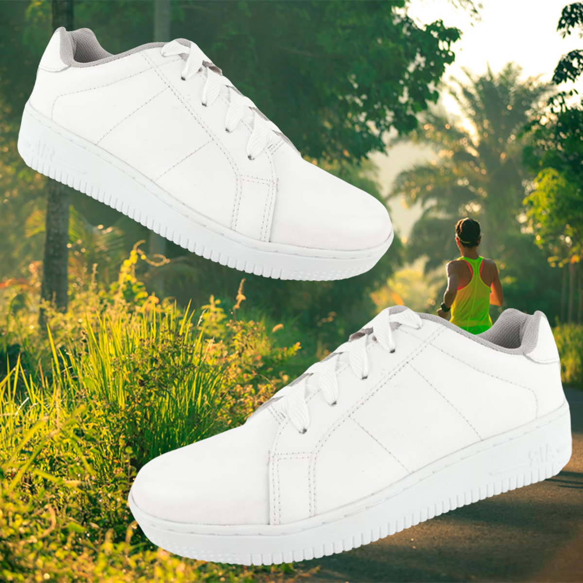 Tenis Deportivos Escolares 100% piel ligero blanco agujetas 1250-b