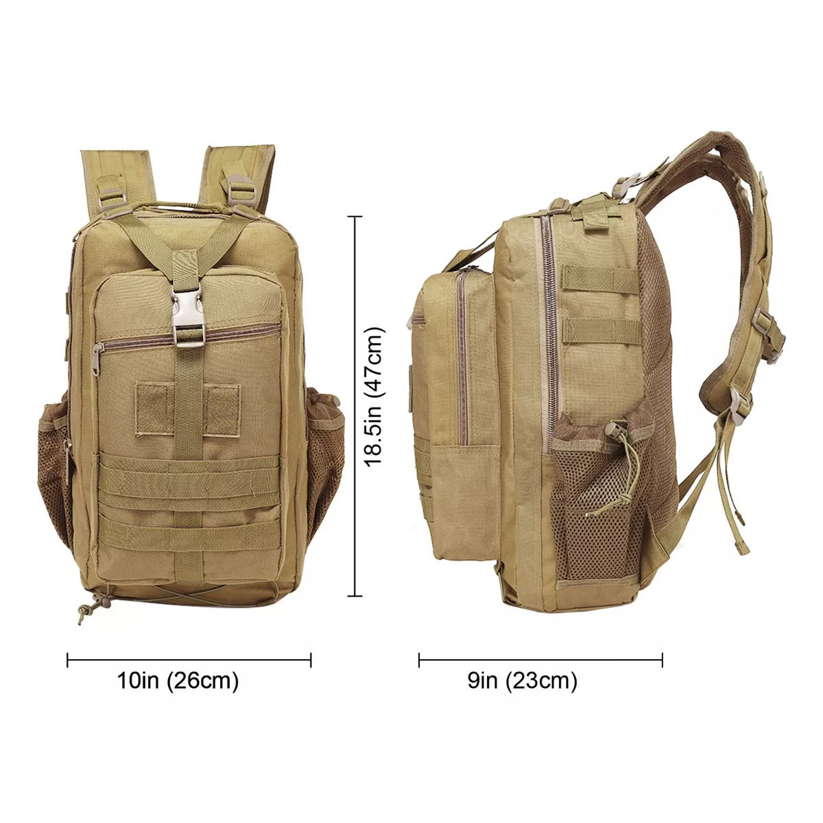 Mochila Táctica Militar De Cámping Exterior Impermeable 45l Caqui