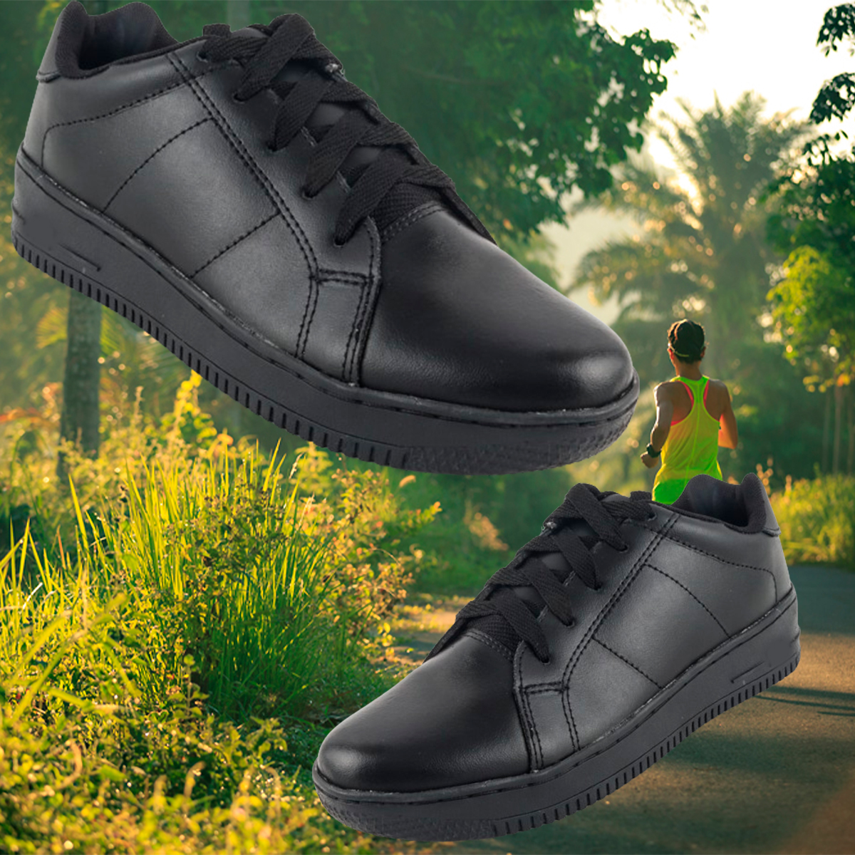 Tenis Deportivos Escolares 100% piel cosidos negro 1250-n