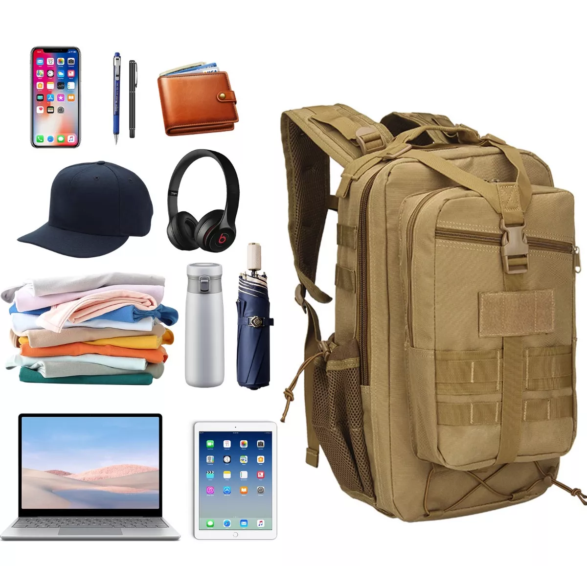 Mochila Táctica Militar De Cámping Exterior Impermeable 45l Caqui