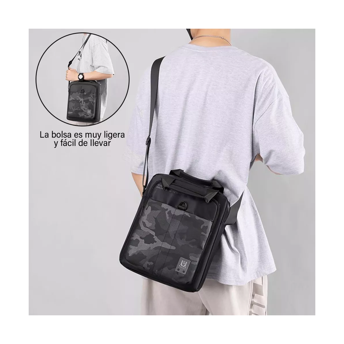 Bolso Mensajero Bandolera Hombre Gran Capacidad,1 Billetera