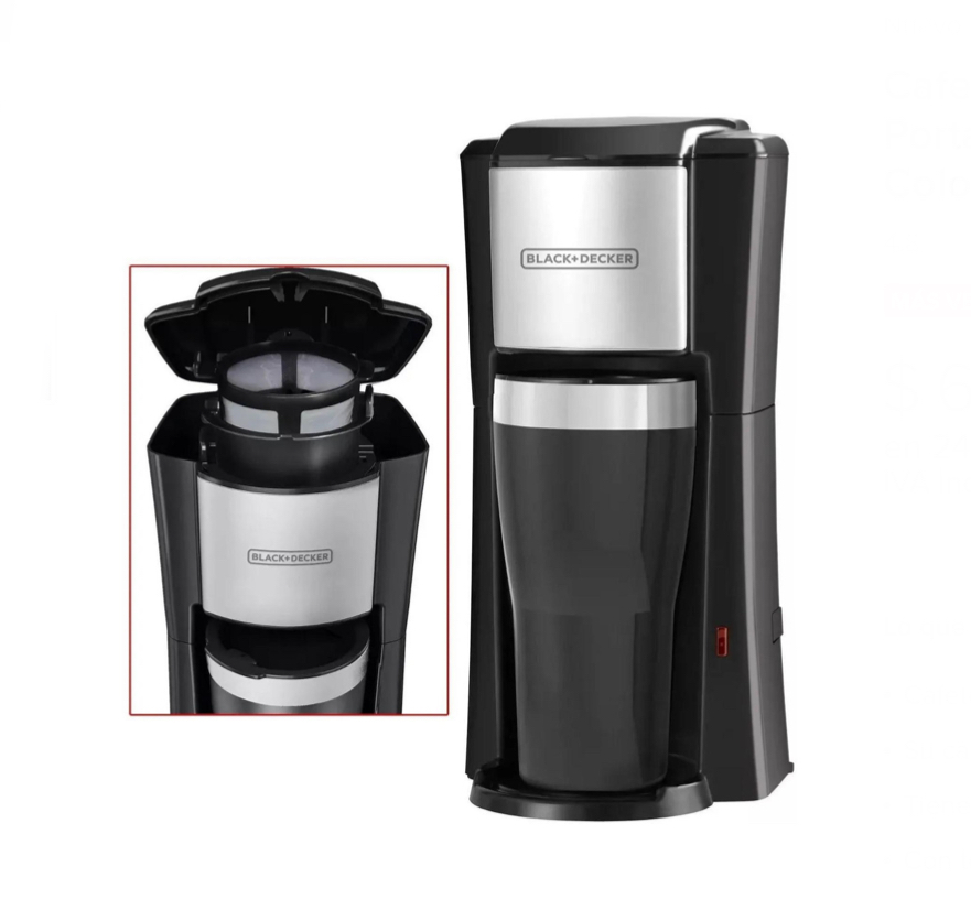 Cafetera Individual Con Termo Portátil Black & Decker.