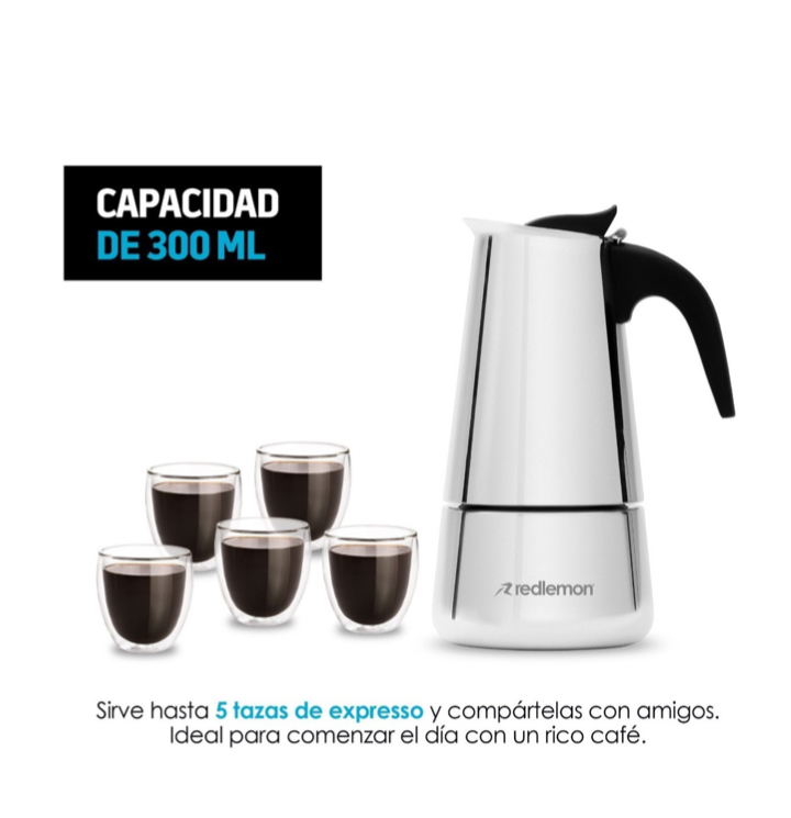 Cafetera Italiana de Acero Inoxidable tipo Moka para Café Espresso .