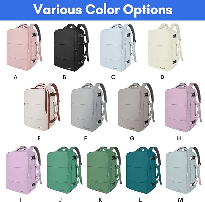 A Mochila de Viaje para Computadora Portátil, Maleta de Viaje Aprobada por Avión para Hombres y Mujeres con Puerto de Carga USB, Bolsa de Equipaje de 35 L Aprobada por la TSA de 15,6 Pulgadas, Negro