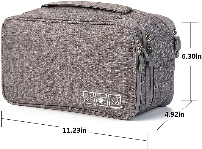 A Organizador Viaje Ropa Acabado Bolsa - Ropa interior Bolsas de almacenamiento de sujetadores, para ropa interior, sostenes, calcetines, pañuelos (Gris)