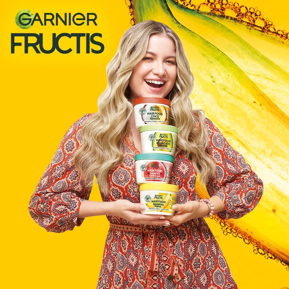Garnier Fructis Hair Food Platano, Shampoo, Acondicionador, Mascarilla 3 Piezas