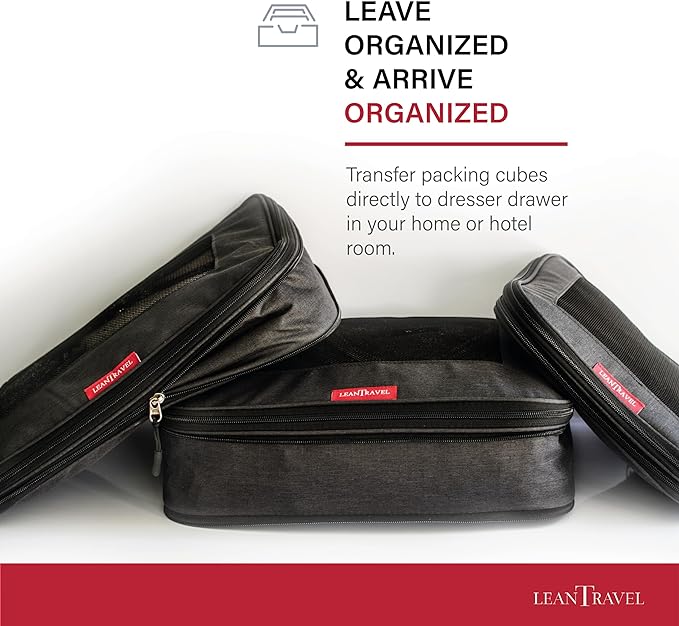 A LeanTravel Juego de 3 bolsas organizadoras de viaje con compresion organizadores de viaje para equipaje