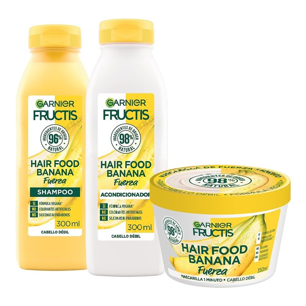 Garnier Fructis Hair Food Platano, Shampoo, Acondicionador, Mascarilla