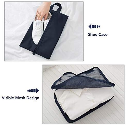 A Organizadores de Viaje para Maletas, Bolsas de Equipaje Impermeable Cubos Embalaje de Viaje Bolsas de Almacenamiento para Ropa Zapatos, Cosméticos Accesorios (Azul oscuro)