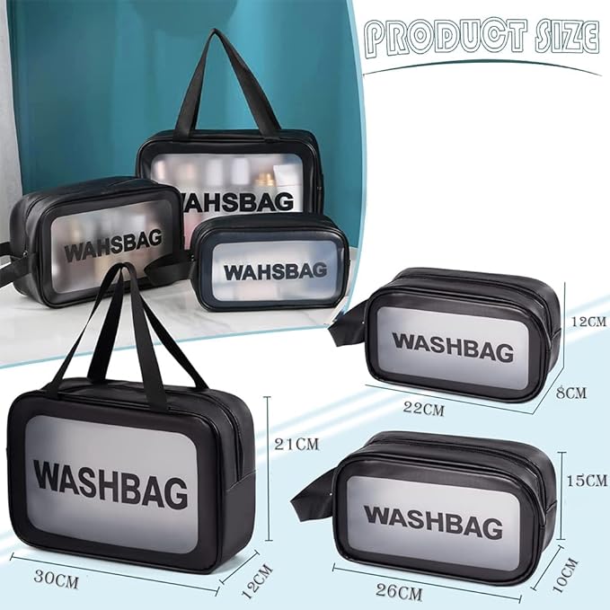 A Bolsa de Cosméticos Transparente para Hombres y Mujeres Bolsa de Viaje Bolsa de Almacenamiento Impermeable Baño de Gimnasio Negro de Gran Capacidad（black）