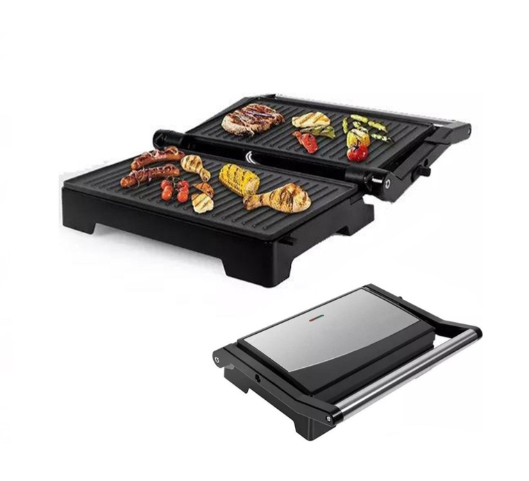 Sandwich Eléctrico Parrilla Panini Máquina De Bistec Color Negro.
