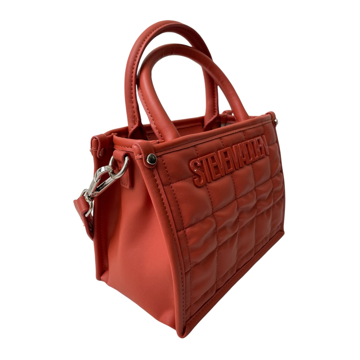 Bolsa Steve Madden Mini Tote Bniko Squares Rust Naranja