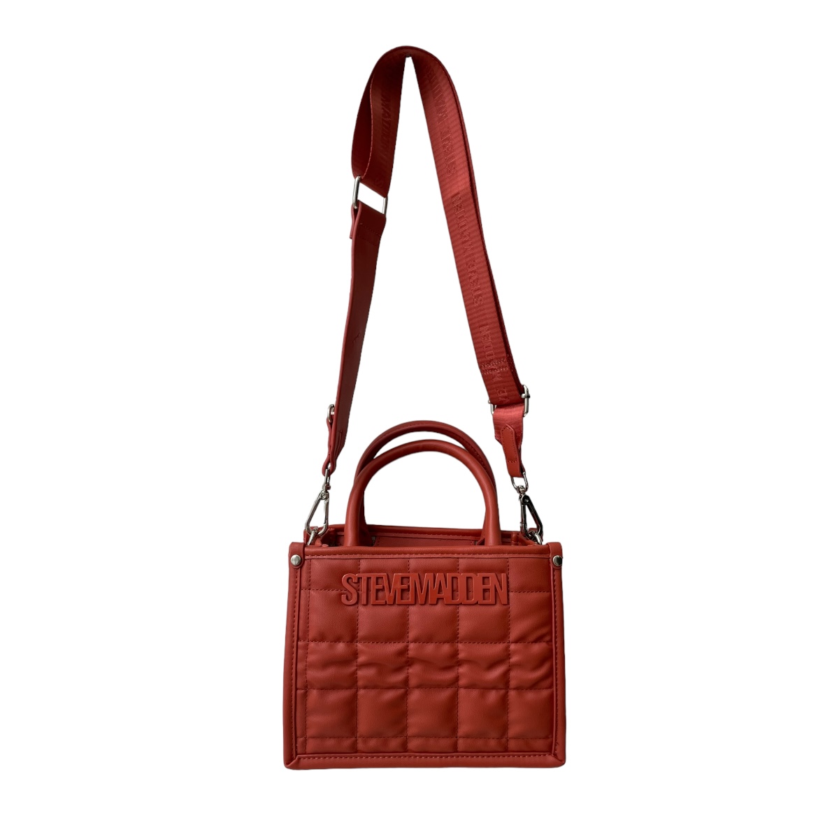 Bolsa Steve Madden Mini Tote Bniko Squares Rust Naranja