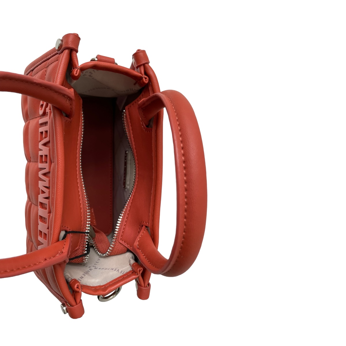Bolsa Steve Madden Mini Tote Bniko Squares Rust Naranja