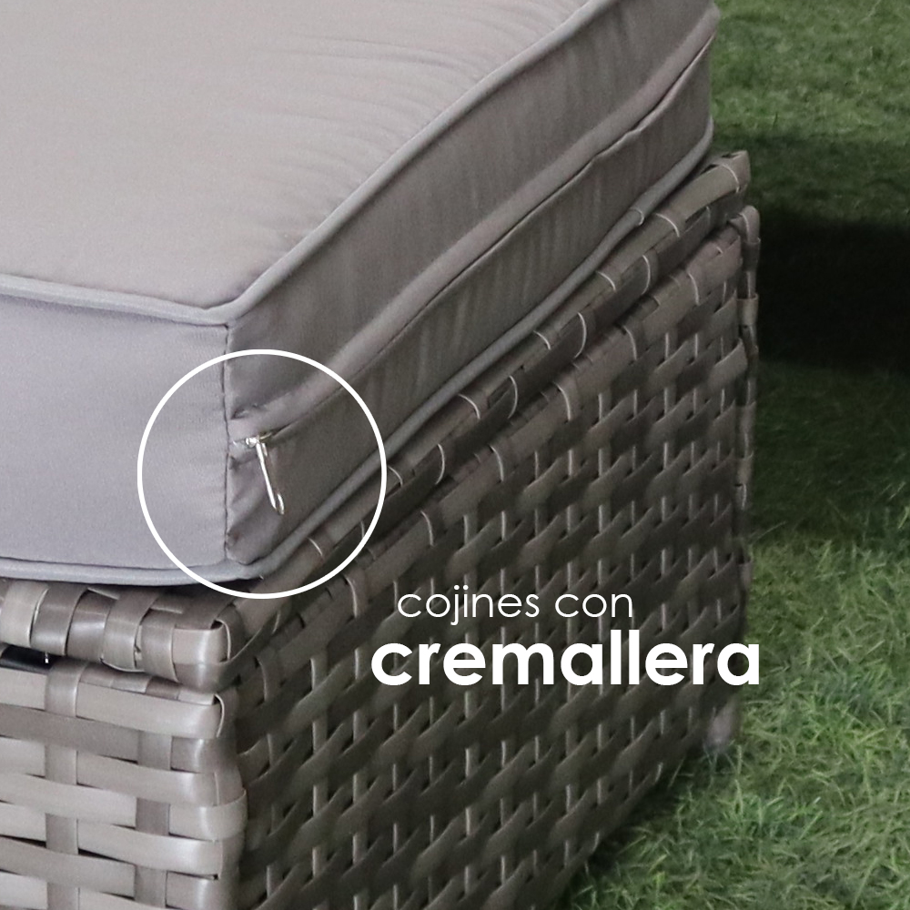 Sala para jardín esquinera juego de 5 Piezas Mesa de Cristal Templado Sofas de Mimbre sintético acojinados