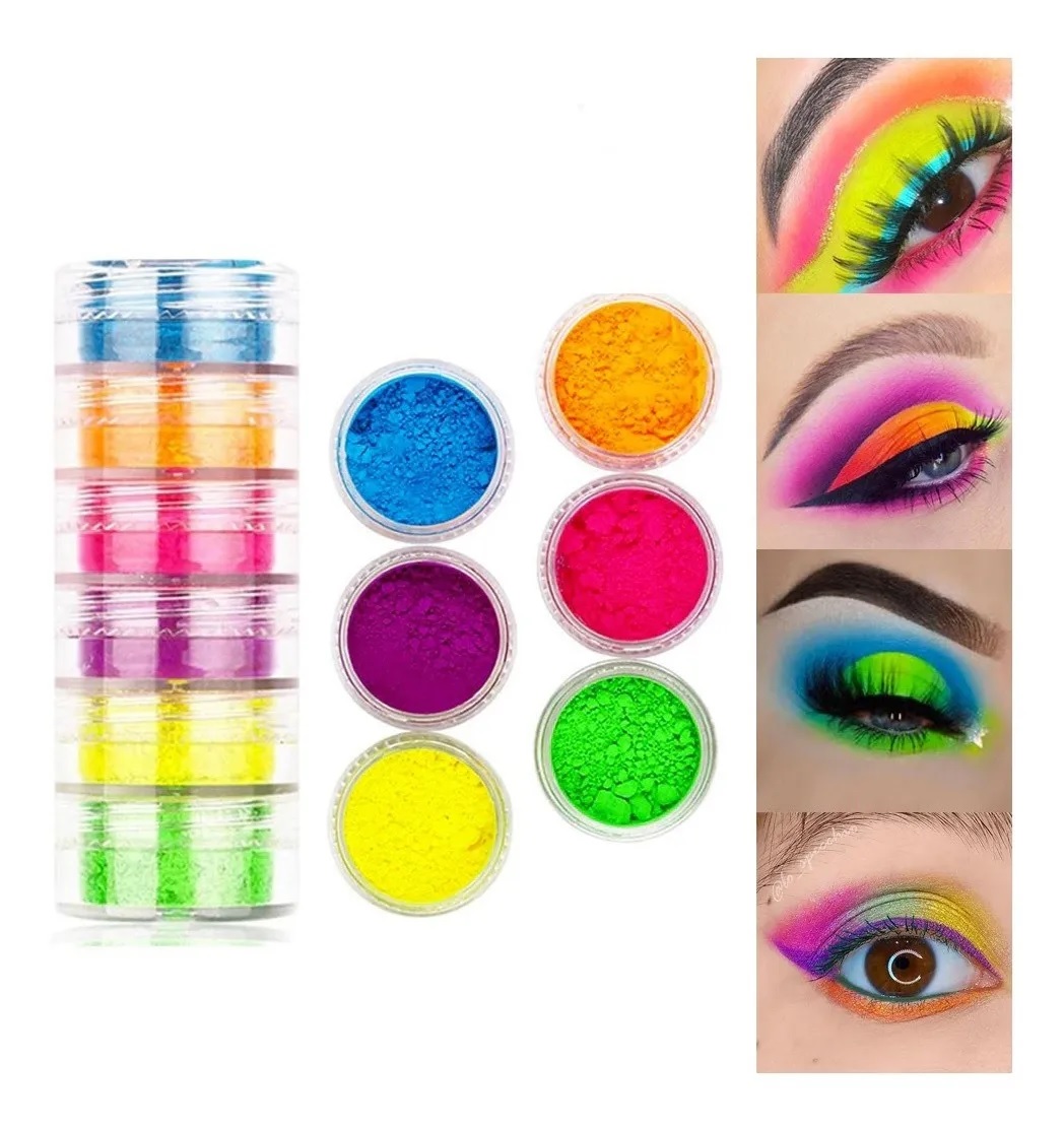 Polvo Neón Sombras De Ojos O Pigmento De Uñas 6 Colores