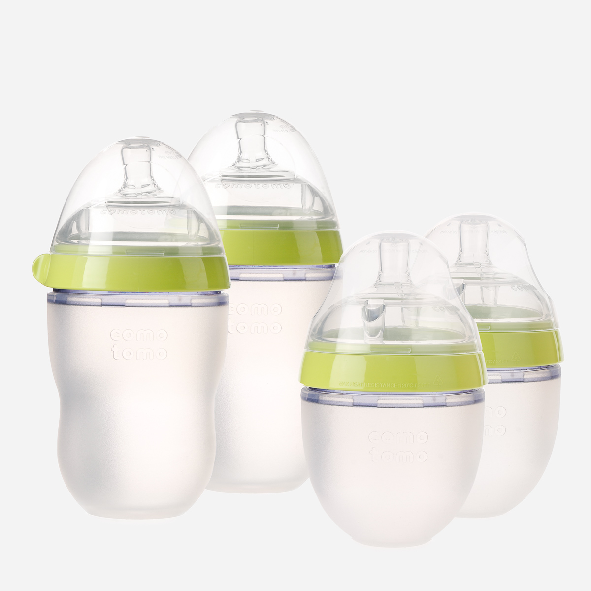 Bundle Comotomo, Pack de 4  Biberón Tacto Natural y 6 Tetinas, Verde