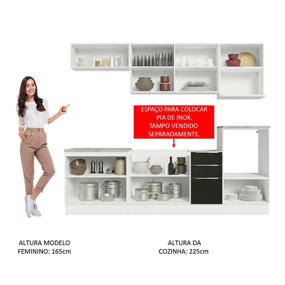 Cocina Integral Completa Modular Madesa Lux 260cm BN 07.