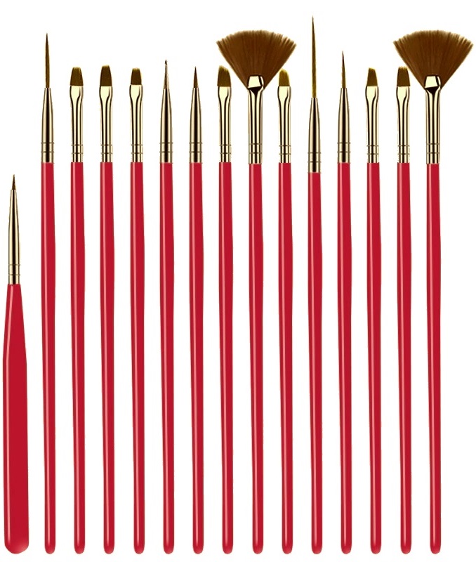 Pinceles Mano Alzada Decoración Paquete Con 15 Piezas