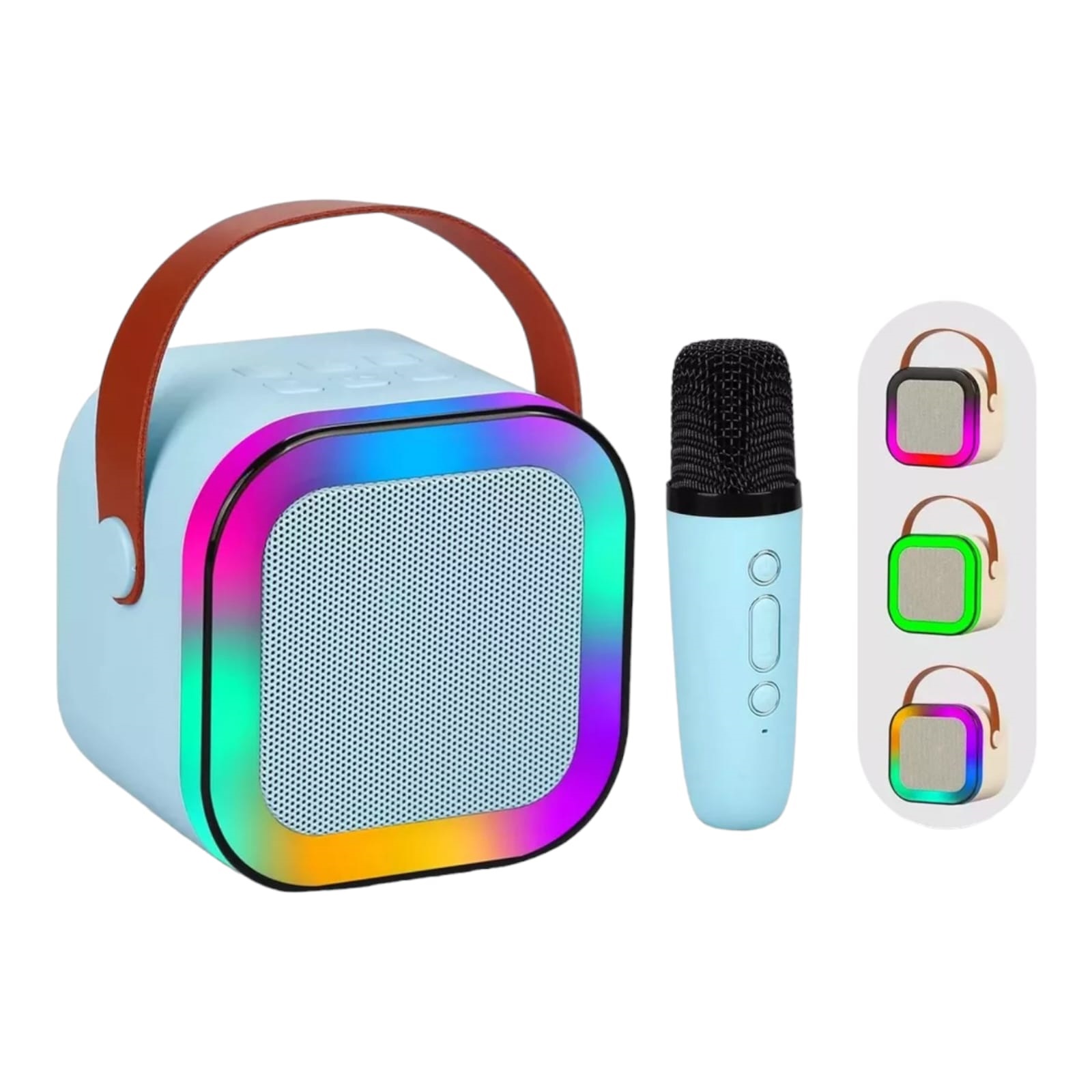 Mini Bocina Karaoke Con Bluetooth Y Micrófono Inalámbrico (Azul)