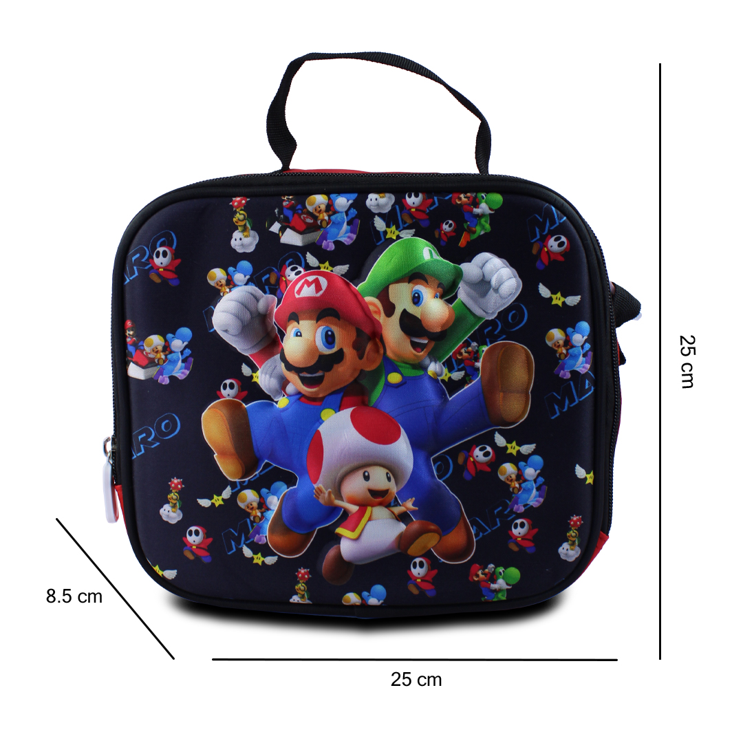 Kit Escolar Mochila Lonchera Y Lapicera De Mario Bross Para Niños.