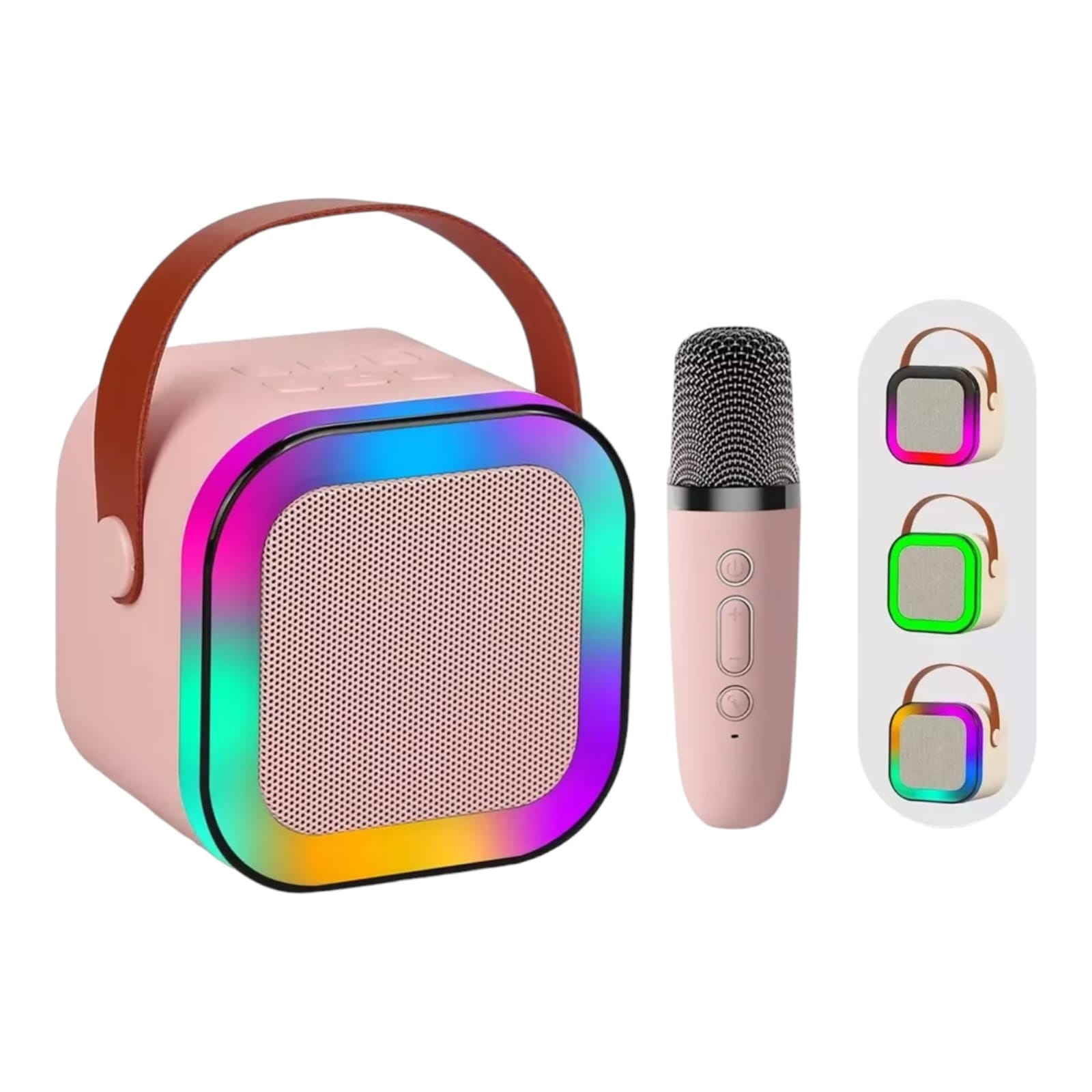 Mini Bocina Karaoke con Bluetooth y Micrófono Inalámbrico (Rosa)