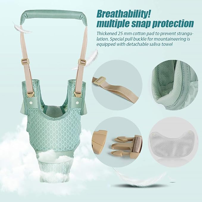 Arnés para Caminar Bebés 3 en 1 Arnes de Seguridad para Niños Infantil Halter Cinturón Anticaída Ajustable con Entrepierna Desmontable&Babero /Portátil Caminador para Bebés Levántate y Caminar Learning Helper Seguridad Funcional de 7 a 24 Meses (Azul).