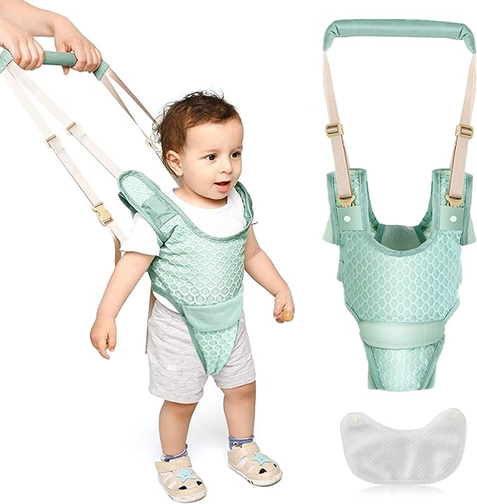 Arnés para Caminar Bebés 3 en 1 Arnes de Seguridad para Niños Infantil Halter Cinturón Anticaída Ajustable con Entrepierna Desmontable&Babero /Portátil Caminador para Bebés Levántate y Caminar Learning Helper Seguridad Funcional de 7 a 24 Meses (Azul...