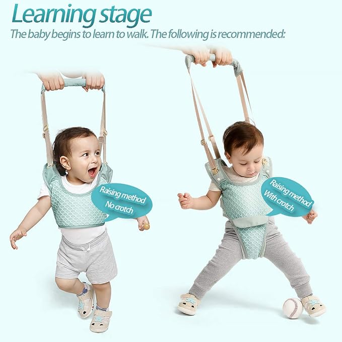 Arnés para Caminar Bebés 3 en 1 Arnes de Seguridad para Niños Infantil Halter Cinturón Anticaída Ajustable con Entrepierna Desmontable&Babero /Portátil Caminador para Bebés Levántate y Caminar Learning Helper Seguridad Funcional de 7 a 24 Meses (Azul).