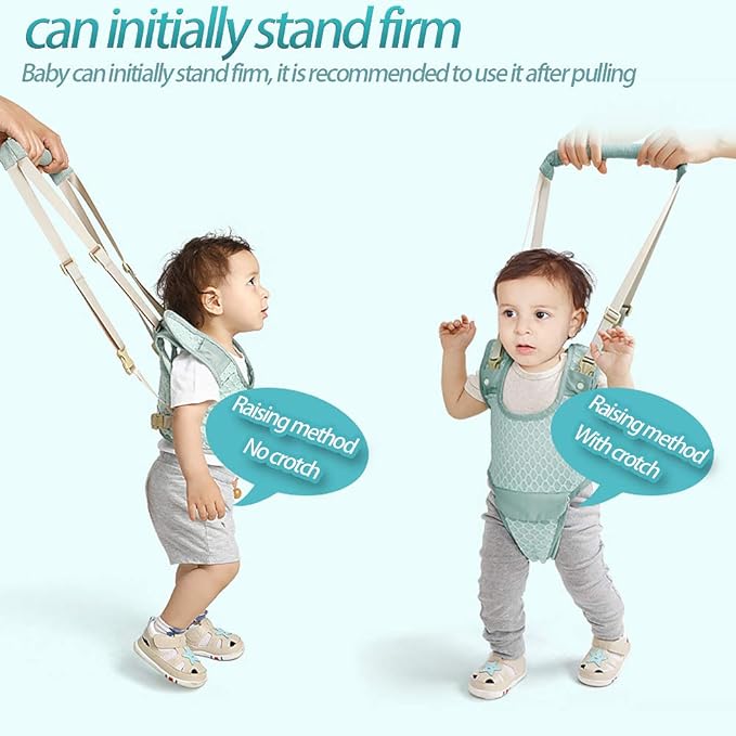 Arnés para Caminar Bebés 3 en 1 Arnes de Seguridad para Niños Infantil Halter Cinturón Anticaída Ajustable con Entrepierna Desmontable&Babero /Portátil Caminador para Bebés Levántate y Caminar Learning Helper Seguridad Funcional de 7 a 24 Meses (Azul).