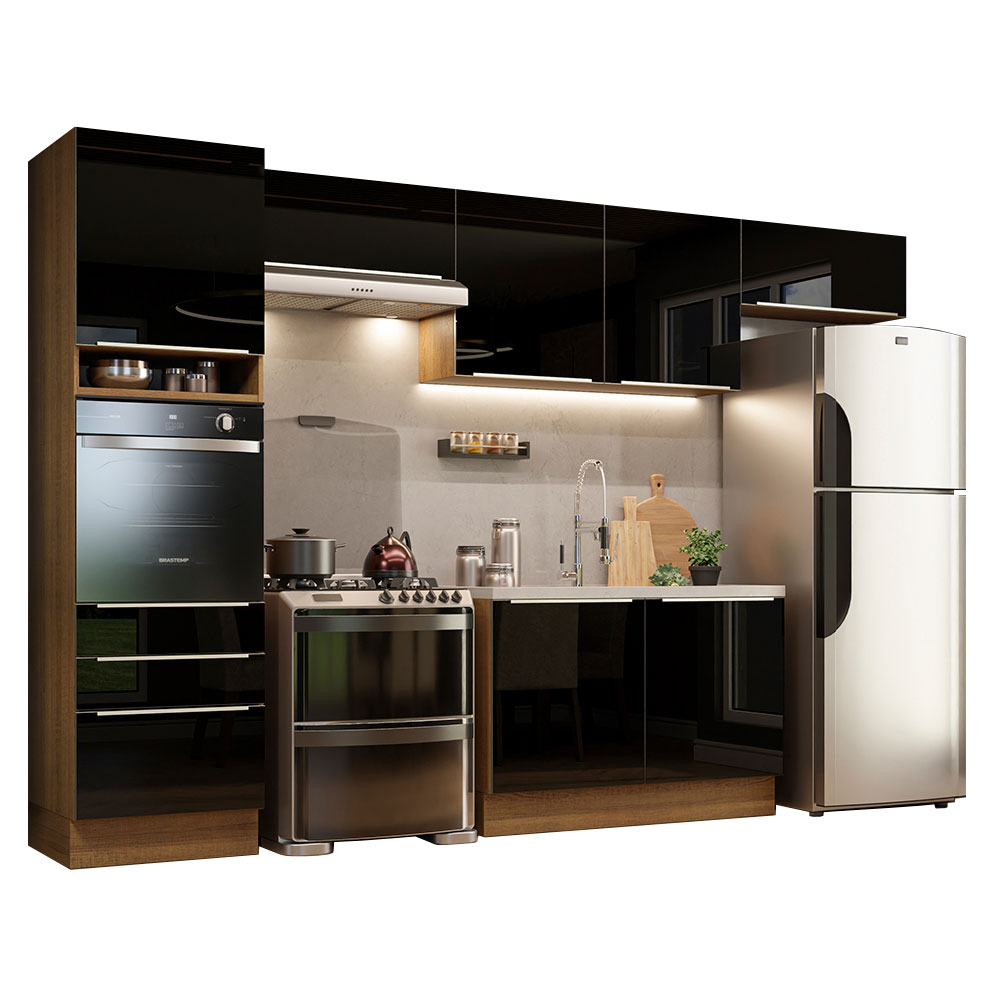 Madesa Cocina Integral 340cm Lux Marrón/Negro 01.