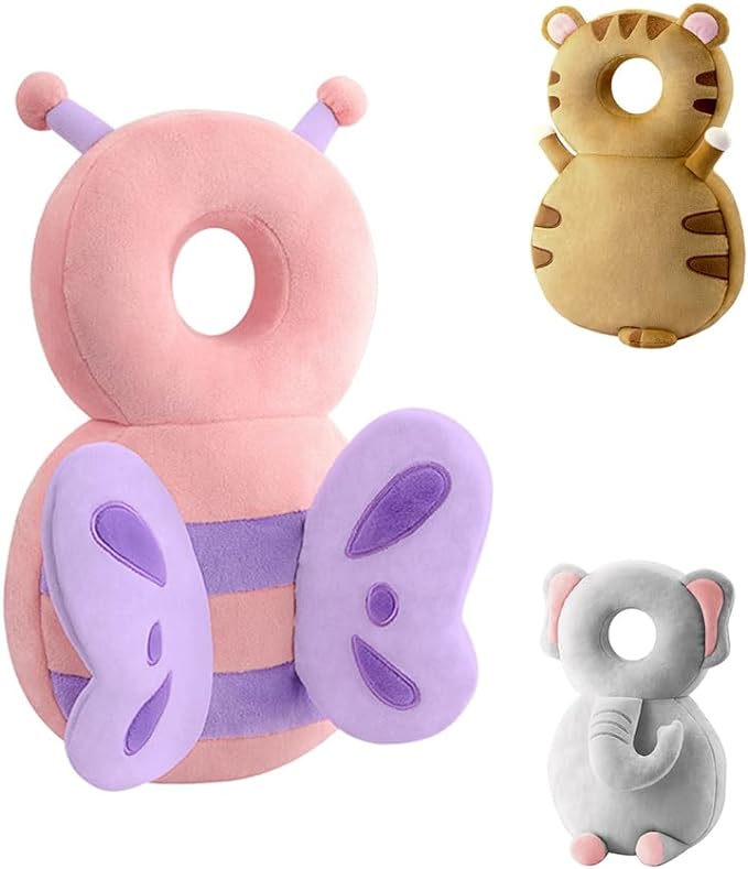 JunNeng Mochila con cojín de protección para la Cabeza del bebé, Mariposa