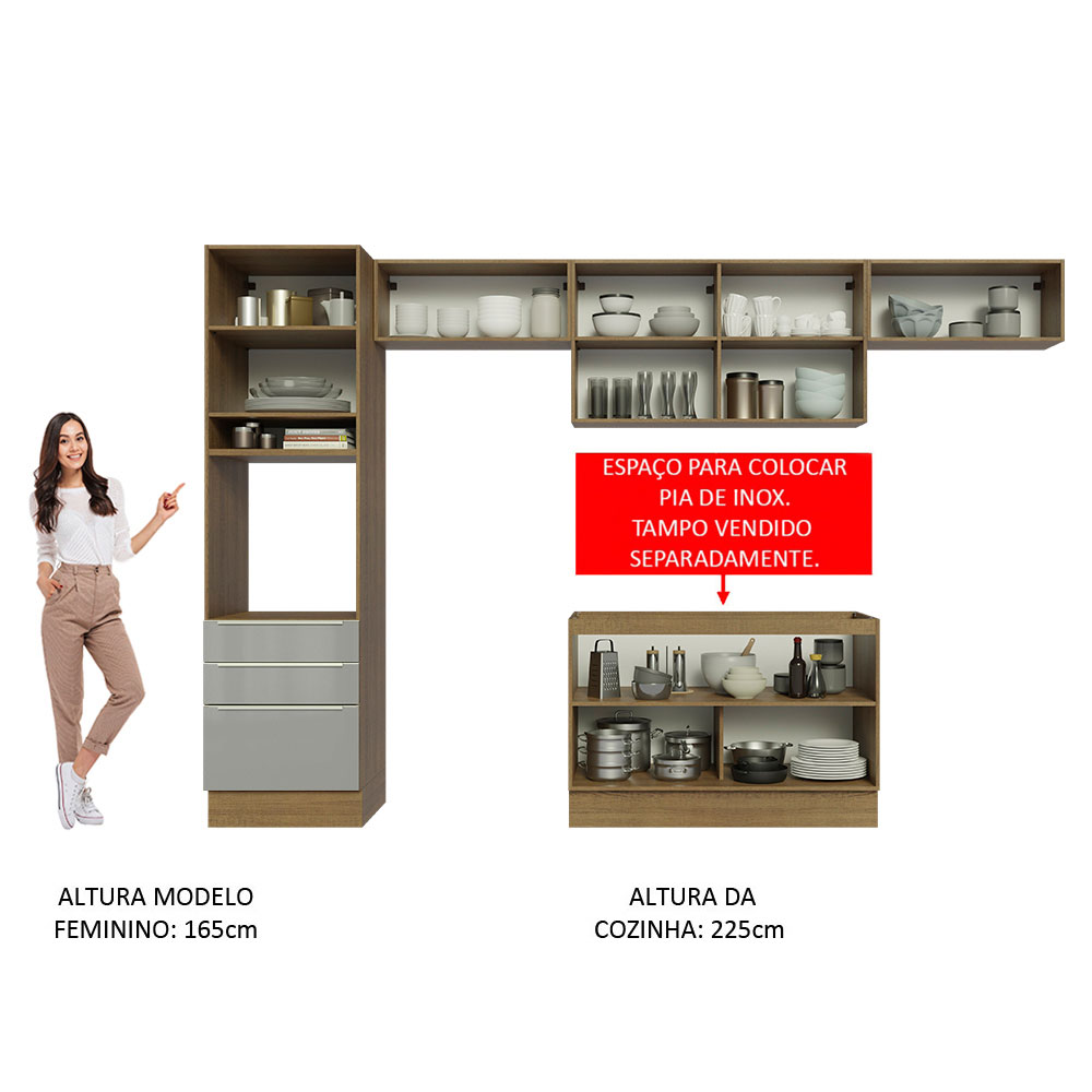 Cocina Integral Completa Modular Madesa Lux 340cm MG 01.