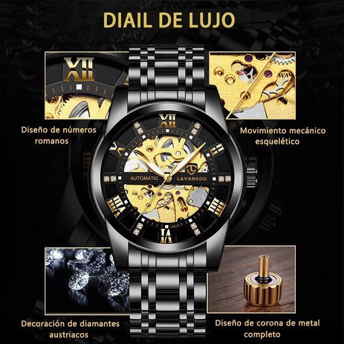 Reloj Automático Esqueleto Acero Inoxidab Impermeable Hombre