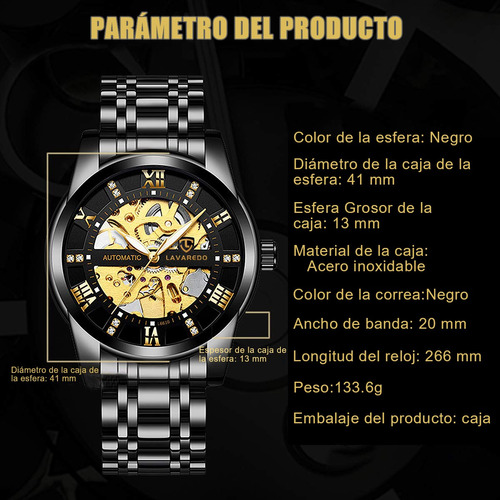Reloj Automático Esqueleto Acero Inoxidab Impermeable Hombre
