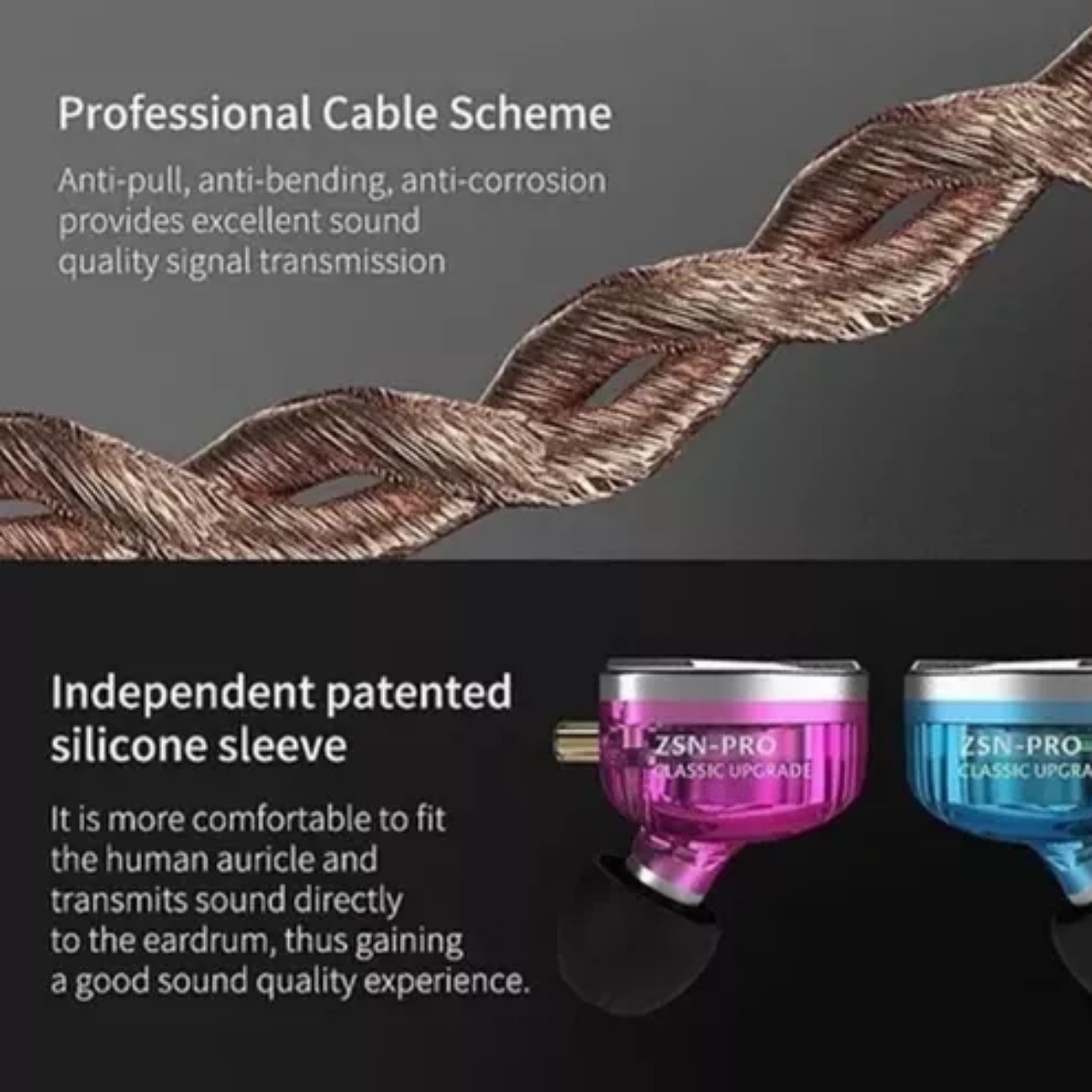 Audífonos in-ear gamer KZ Auriculares con cable ZSN Pro with mic violeta