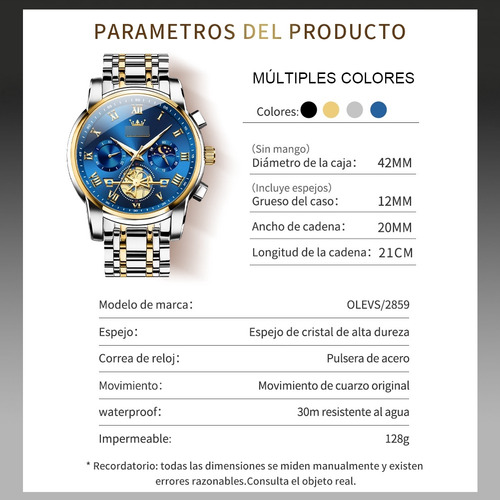 Reloj De Cuarzo Para Hombre Cronógrafo Tourbillon Luminoso