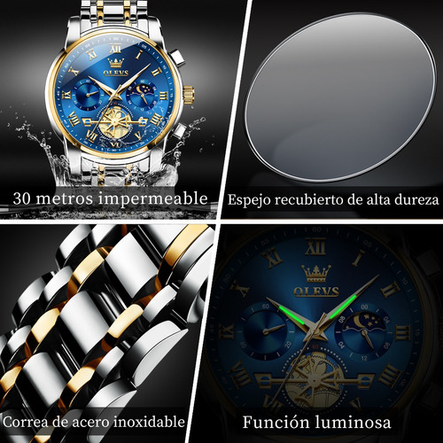 Reloj De Cuarzo Para Hombre Cronógrafo Tourbillon Luminoso