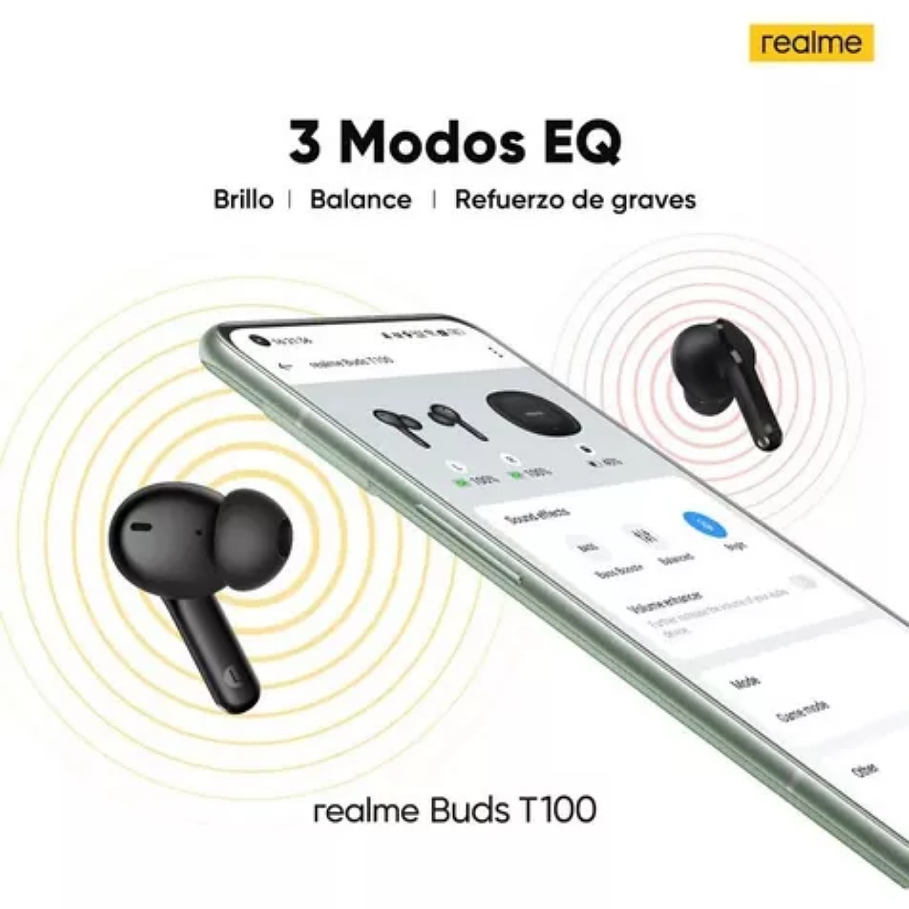 Auriculares Realme TechLife Buds T100, color negro