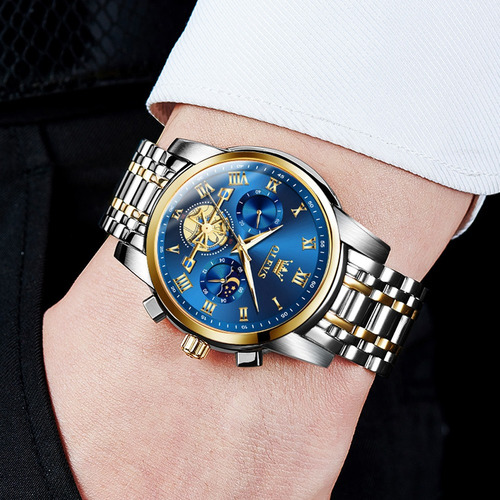 Reloj De Cuarzo Para Hombre Cronógrafo Tourbillon Luminoso