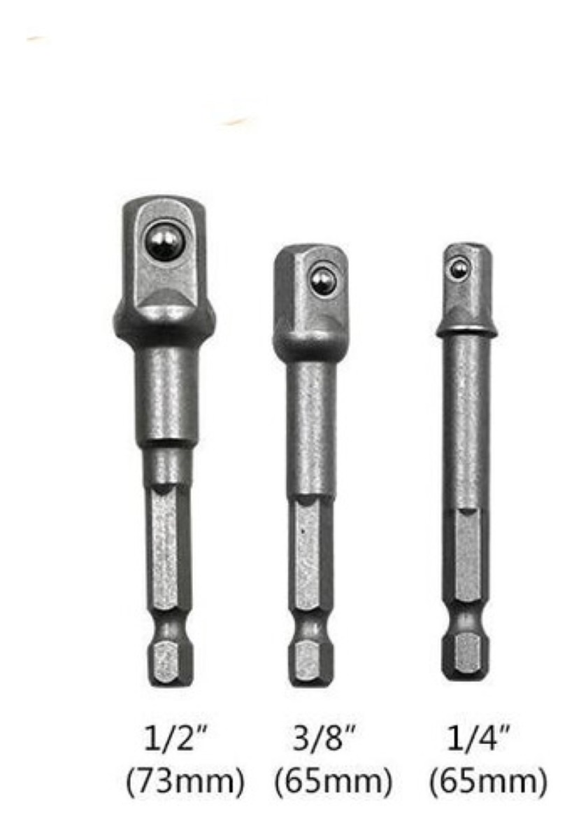 3pcs Juego Adaptadores Taladro Dado 1/4'' 3/8'' Y 1/2''