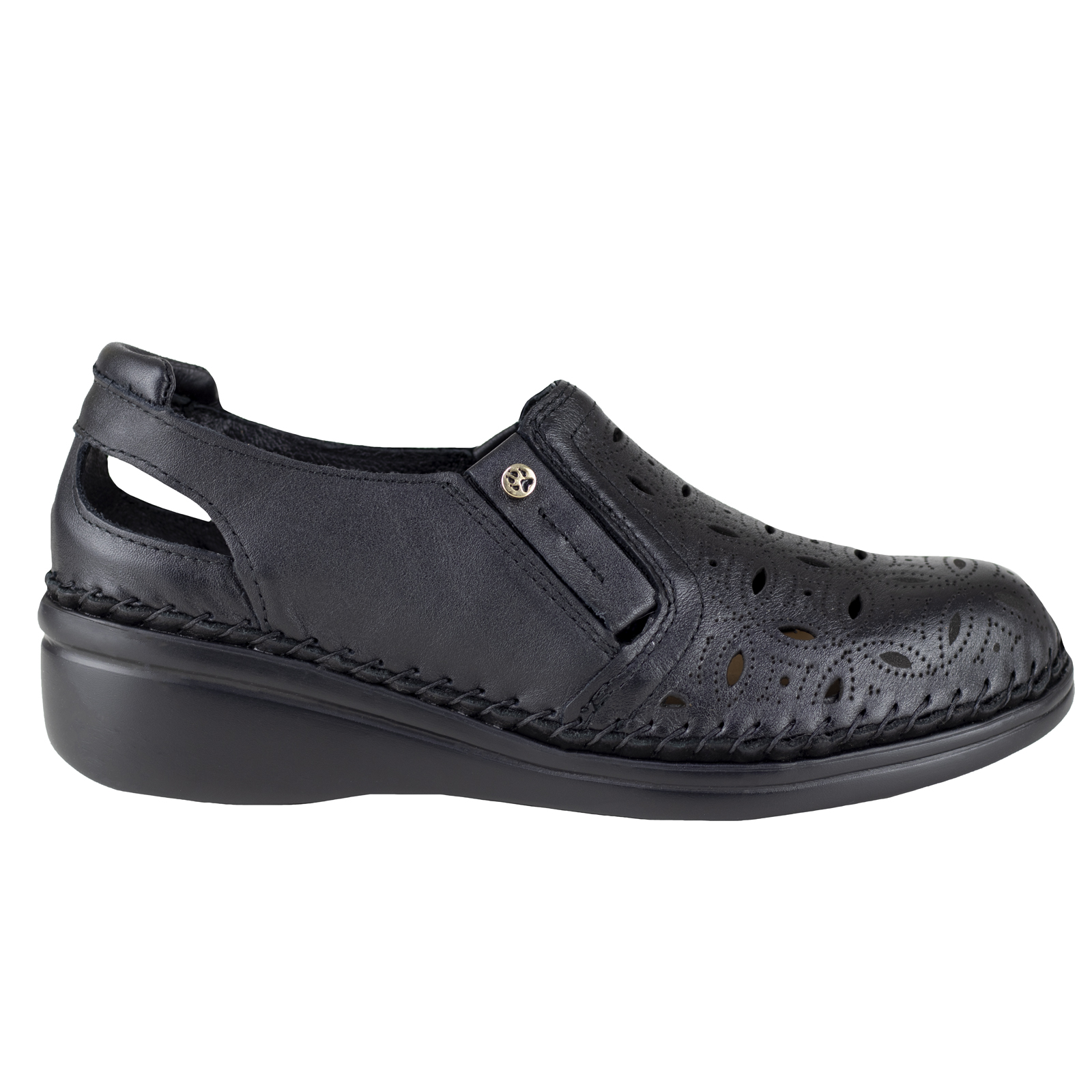 Zapato Mujer Tacón Cuña Clasicos Lobo Solo 4724 Piel Negro