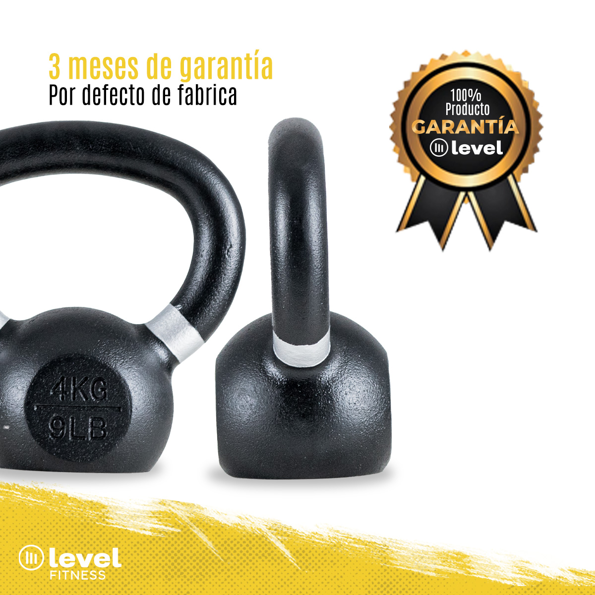 Pesa Rusa Kettlebell De 4kg/9 Libras Fitness Gym Color BLANCO.