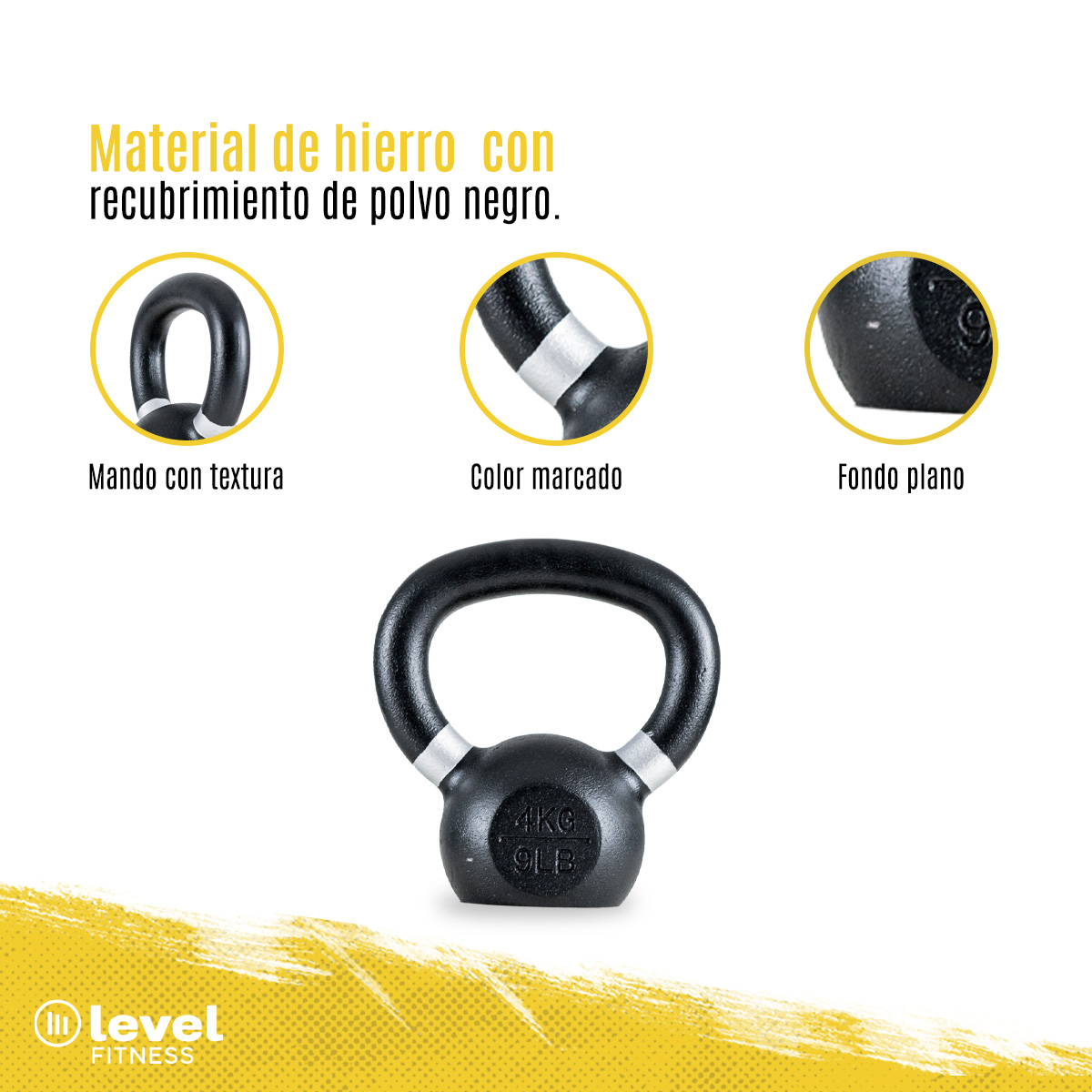 Pesa Rusa Kettlebell De 4kg/9 Libras Fitness Gym Color BLANCO.