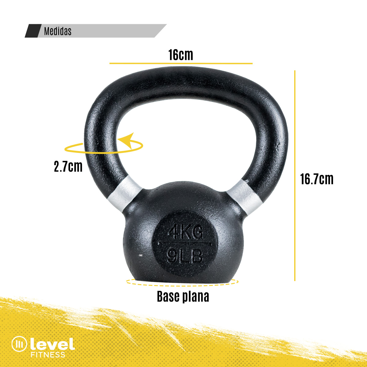 Pesa Rusa Kettlebell De 4kg/9 Libras Fitness Gym Color BLANCO.