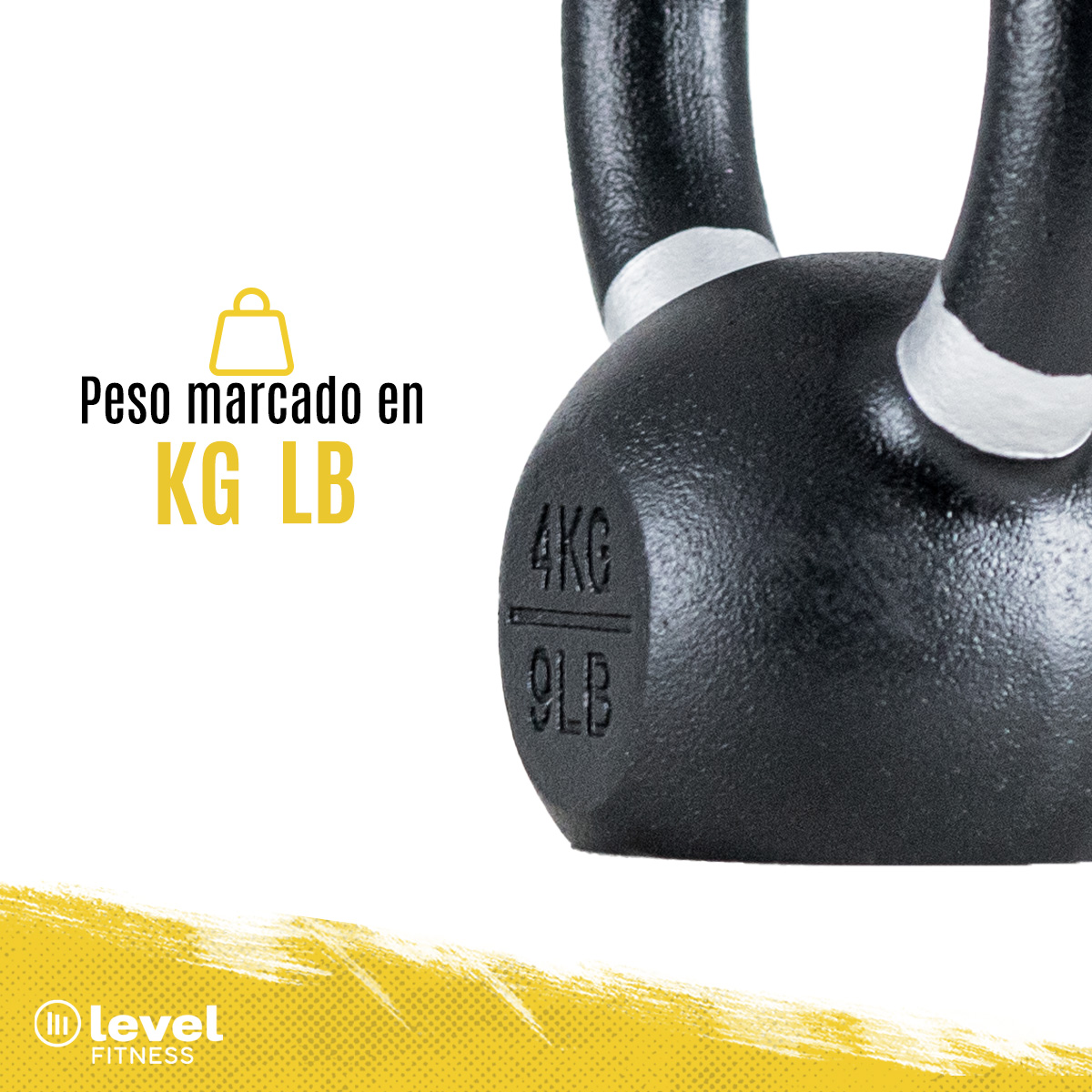 Pesa Rusa Kettlebell De 4kg/9 Libras Fitness Gym Color BLANCO.