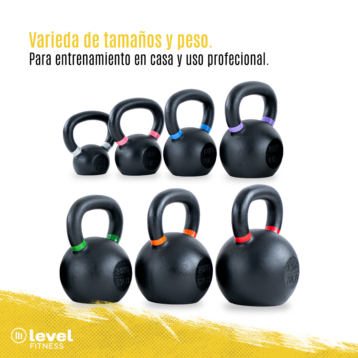Pesa Rusa Kettlebell De 4kg/9 Libras Fitness Gym Color BLANCO.