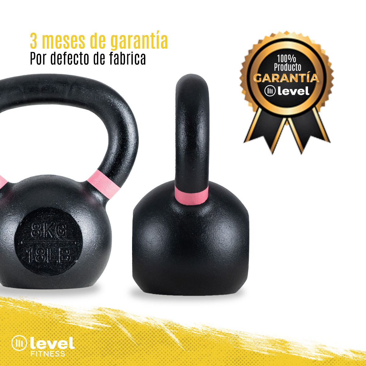 Pesa Rusa Kettlebell De 8 Kg/18 Libras Fitness Gym Color ROSA