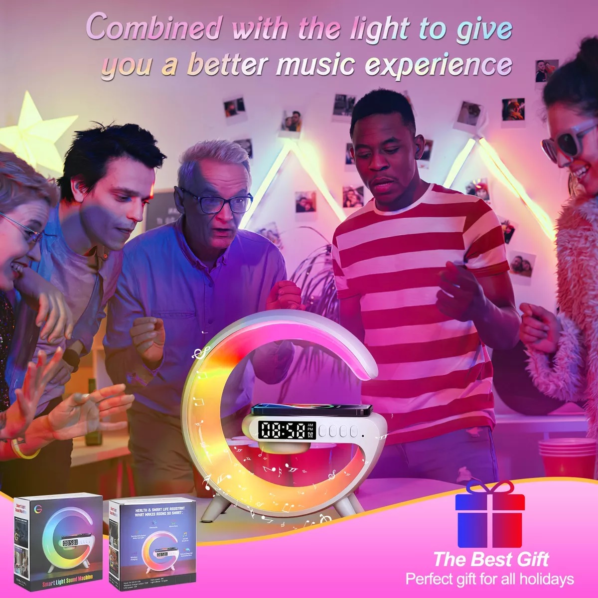 Lámpara de Mesa con Cargador Inalámbrico y Bocina Bluetooth (Negro)