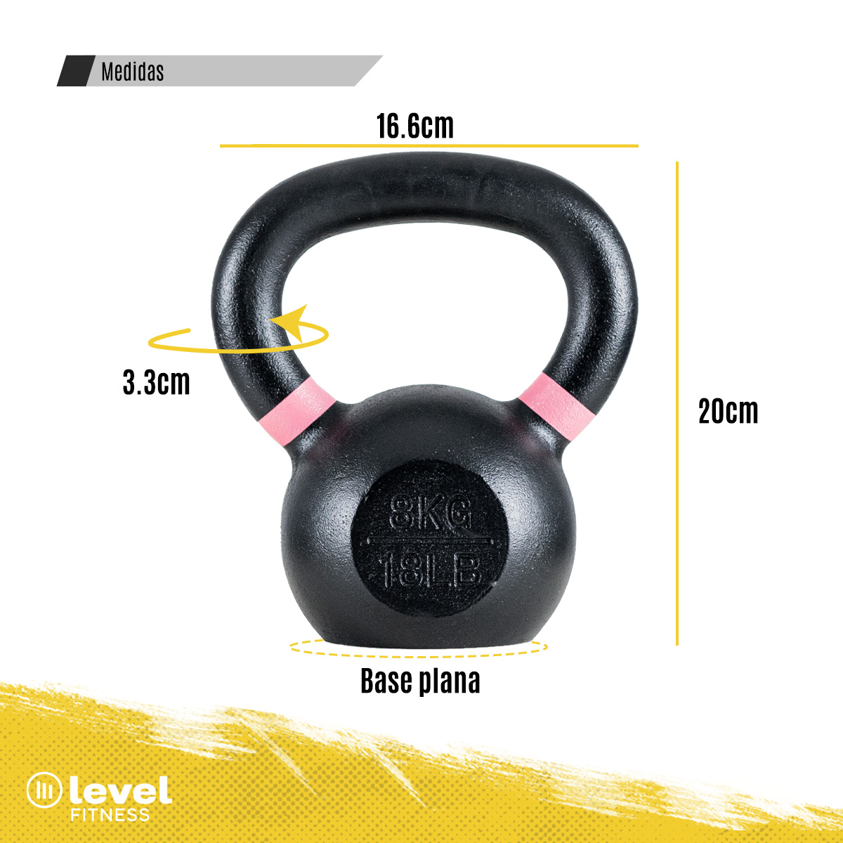 Pesa Rusa Kettlebell De 8 Kg/18 Libras Fitness Gym Color ROSA